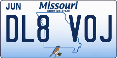 MO license plate DL8V0J