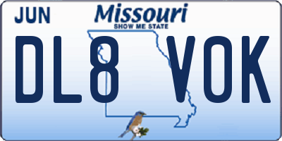 MO license plate DL8V0K
