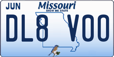 MO license plate DL8V0O