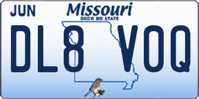 MO license plate DL8V0Q