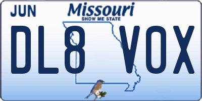 MO license plate DL8V0X
