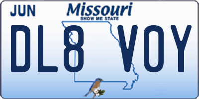 MO license plate DL8V0Y