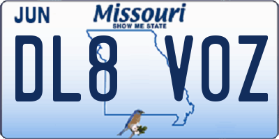 MO license plate DL8V0Z