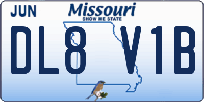 MO license plate DL8V1B