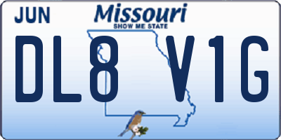 MO license plate DL8V1G