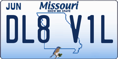 MO license plate DL8V1L