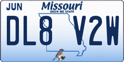 MO license plate DL8V2W