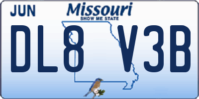MO license plate DL8V3B