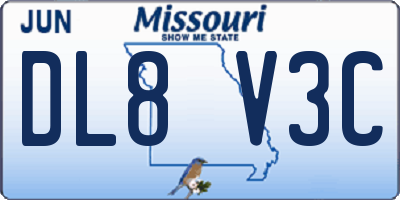 MO license plate DL8V3C
