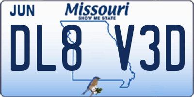 MO license plate DL8V3D