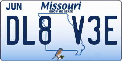 MO license plate DL8V3E