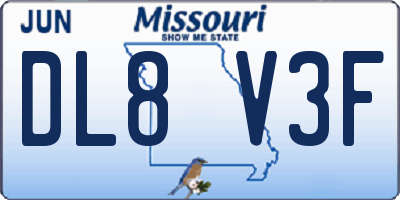 MO license plate DL8V3F