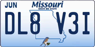 MO license plate DL8V3I