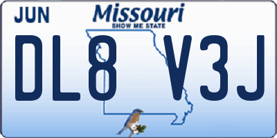 MO license plate DL8V3J