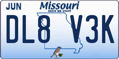 MO license plate DL8V3K