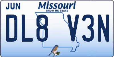 MO license plate DL8V3N