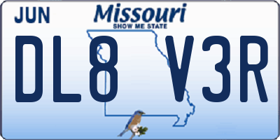 MO license plate DL8V3R