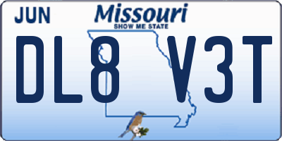 MO license plate DL8V3T