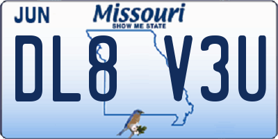 MO license plate DL8V3U