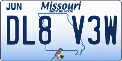 MO license plate DL8V3W