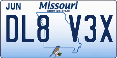MO license plate DL8V3X