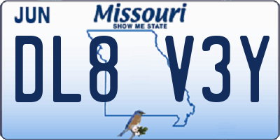 MO license plate DL8V3Y