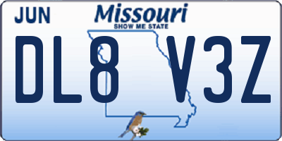 MO license plate DL8V3Z