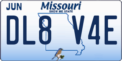 MO license plate DL8V4E