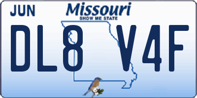 MO license plate DL8V4F