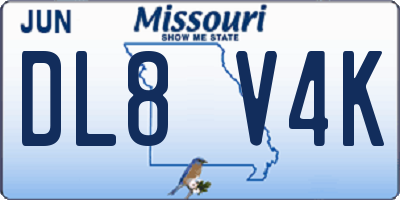 MO license plate DL8V4K