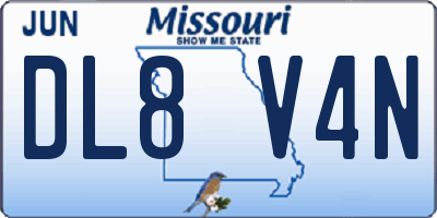 MO license plate DL8V4N