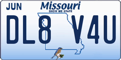 MO license plate DL8V4U