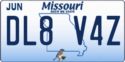 MO license plate DL8V4Z