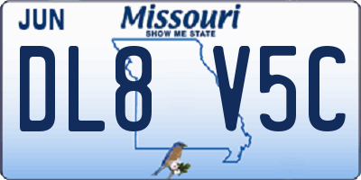 MO license plate DL8V5C