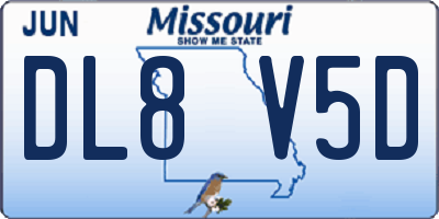MO license plate DL8V5D