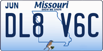 MO license plate DL8V6C