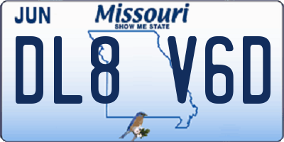 MO license plate DL8V6D