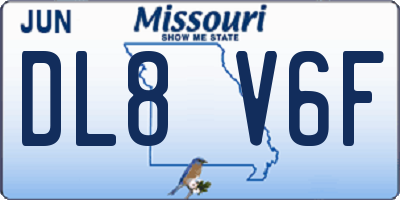 MO license plate DL8V6F