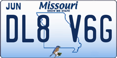 MO license plate DL8V6G