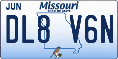 MO license plate DL8V6N