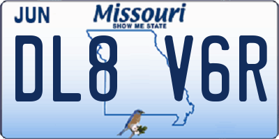 MO license plate DL8V6R