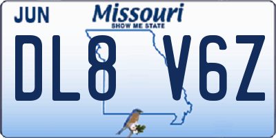 MO license plate DL8V6Z