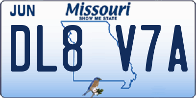 MO license plate DL8V7A
