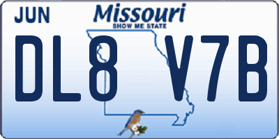 MO license plate DL8V7B