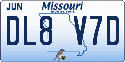 MO license plate DL8V7D