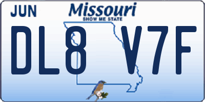 MO license plate DL8V7F