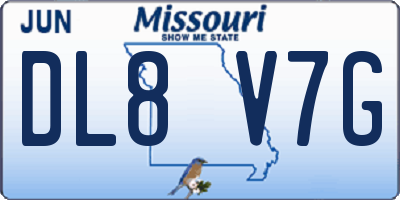 MO license plate DL8V7G