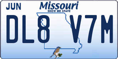 MO license plate DL8V7M