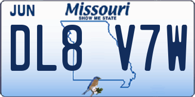 MO license plate DL8V7W