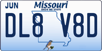 MO license plate DL8V8D